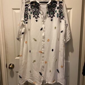 Embroidered White Dress